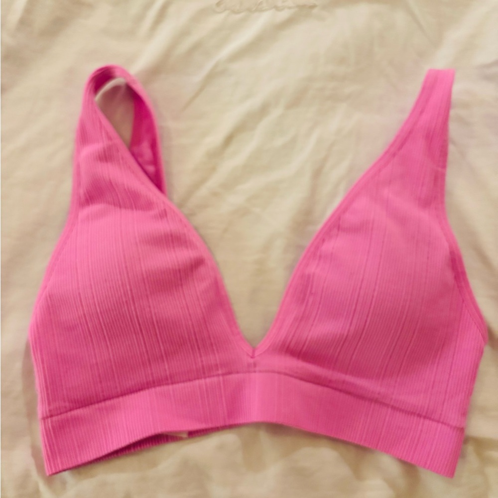 Pink Ribbed Women's Bralette